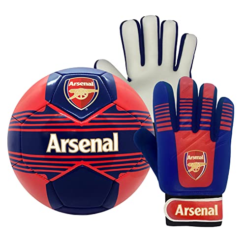 Arsenal FC - Kinder Fußball-Set - Torwarthandschuhe & Fußball - Offizielles Merchandise Größe 4 - Jugendliche: 10-16 Jahre von Arsenal FC
