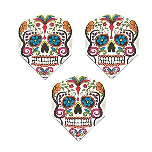 Art Attack Harrows Quadro Sugar Skull Day of The Dead Dart-Flights, 75 Mikron stark, Standard-Dart-Flights, 9 Stück von Art Attack