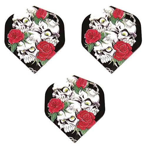 Art Attack Designa Metronic Totenkopf-N-Roses-Skelett-Blume 75 Mikron Standard Strong Dart Flights (1 Set) von Art Attack