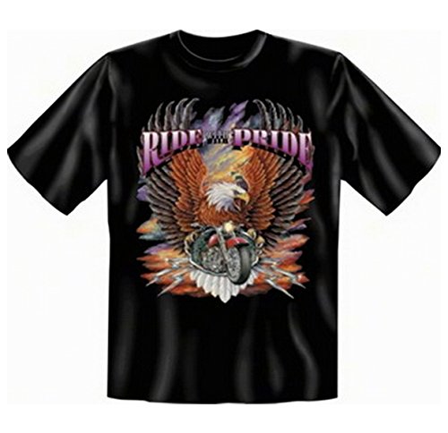 Art & Detail Shirt Biker Motorrad Tshirt Ride with Pride Fb schwarz Größe 5XL von Art & Detail Shirt