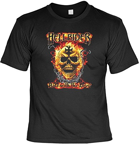 Art & Detail Shirt Biker Skull Totenkopf Flammen Tshirt Hell Rider Fb schwarz Größe L von Art & Detail Shirt