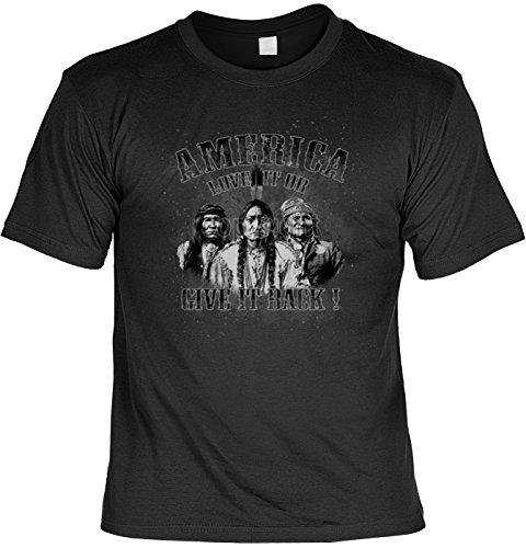 Mythologie der Ureinwohner Nordamerikas T-Shirt America - Love it or give it Back (Größe: M) in schwarz von Art & Detail Shirt