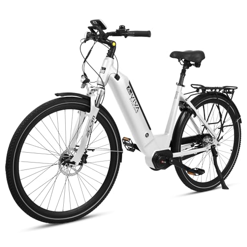 AsVIVA E-Bike Hollandrad B14 I 28 Zoll Pedelec in weiß oder grau I hochwertiges Elektrobike mit extra starkem Akku I City-Fahrrad mit Mittelmotor für Damen & Herren (55, Weiß) von AsVIVA
