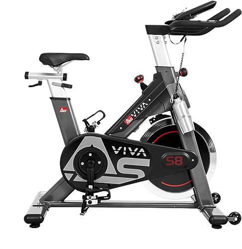 AsVIVA Indoor Cycle S8 Pro, Speed-Bike mit Bluetooth App Kontrolle, Fitnessbike, Heimtrainer (inkl. Klickpedale), Riemenantrieb von AsVIVA