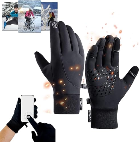 ARCTICZ - Premium Thermo Gloves,Waterproof Windproof Thermal Gloves for Winter,Liners Thermal Warm Touch Screen Gloves,Suitable for Cycling Running Driving Walking and Fishing (Black, M) von Ashopfun
