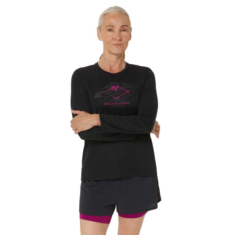 Asics Fujitrail Logo Long Sleeve T-shirt Schwarz L Frau von Asics