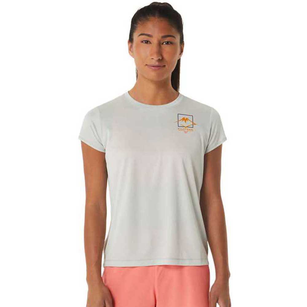 Asics Fujitrail Logo Short Sleeve T-shirt Grau XL Frau von Asics
