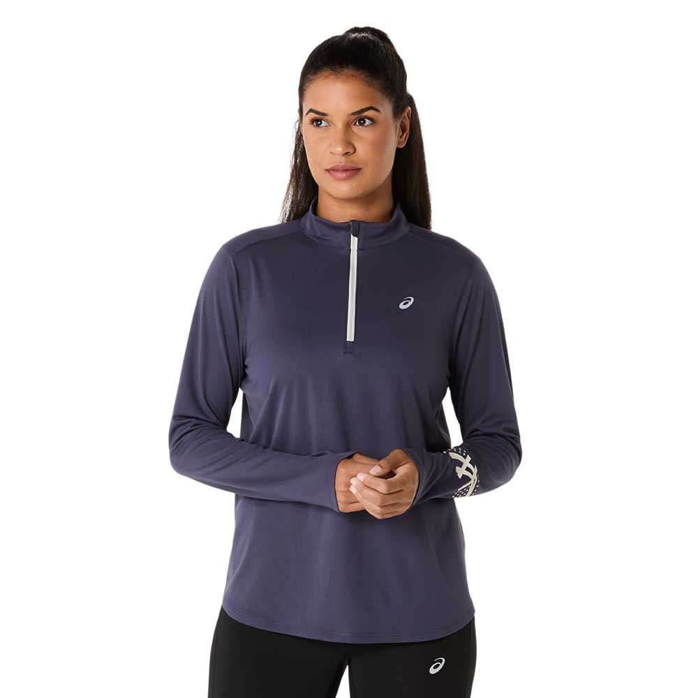 Asics Icon Half Zip Long Sleeve T-shirt Lila XS Frau von Asics