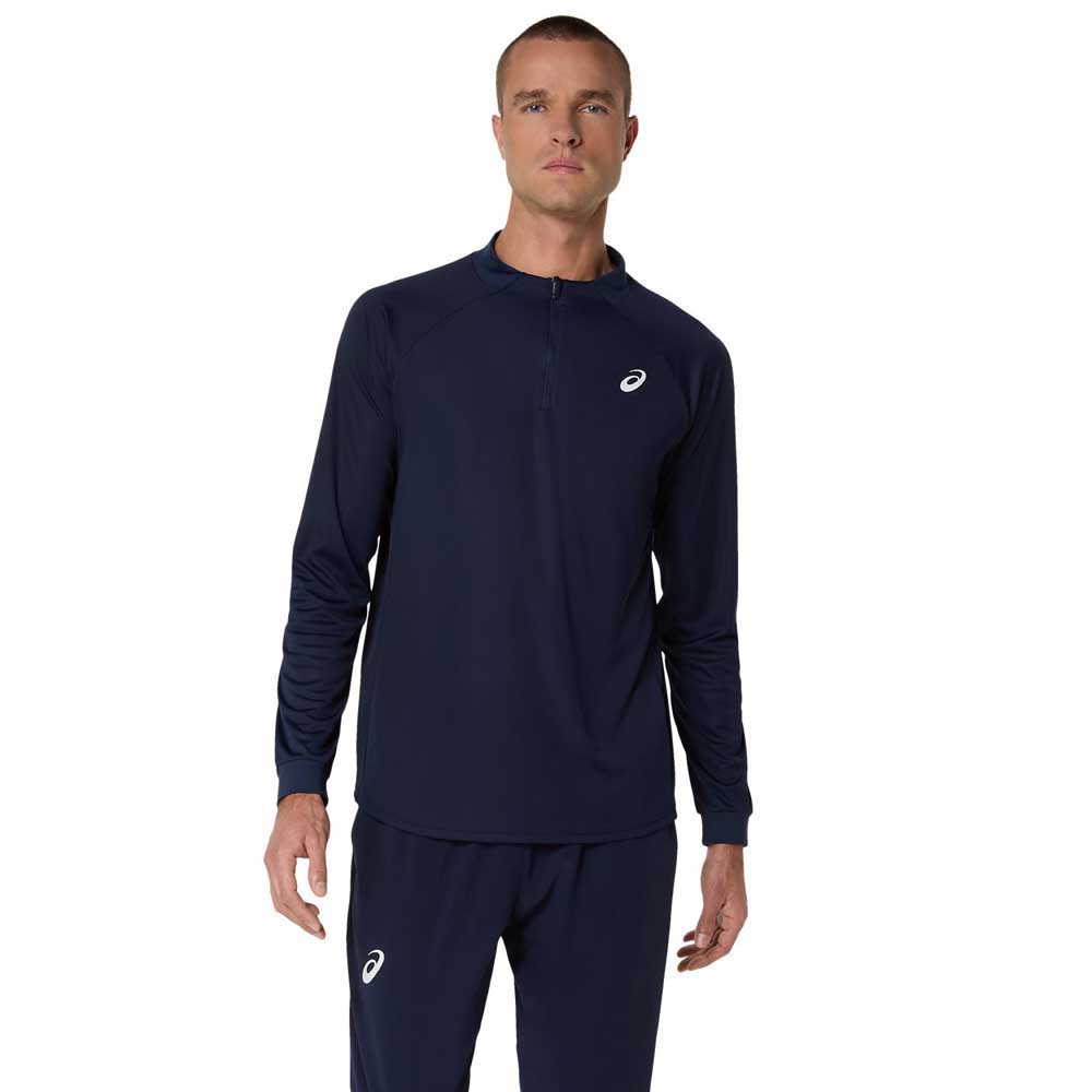 Asics Match Half Zip Long Sleeve T-shirt Blau XL Mann von Asics