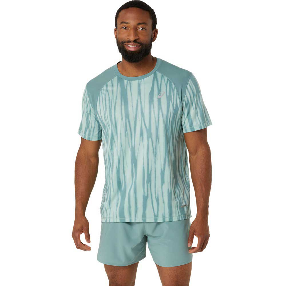 Asics Road All Over Print Short Sleeve T-shirt Grün XL Mann von Asics