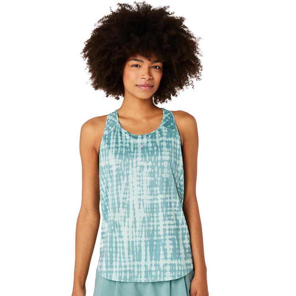 Asics Road All Over Print Sleeveless T-shirt Blau M Frau von Asics