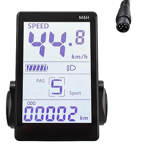 Asinfter M6H E-Bike LCD Display Meter Armaturenbrett 24V-60V Universal E Scooter LCD Panel Bildschirm Zubehör für E-Bike (6PIN) von Asinfter