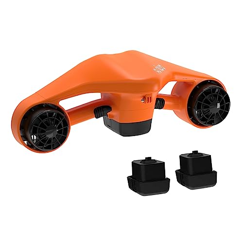 Asiwo Unterwasserscooter Tauchscooter mit 2 Batterien Action Kamera Halterung, Seascooter mit Doppelmotor für Tauchen Schwimmen Schnorcheln Abenteuer und Fischen jagen (2 Batterien Orange) von Asiwo