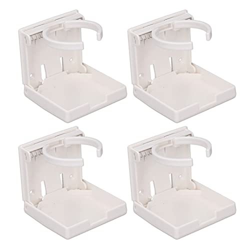 Asixxsix 4 Stück Verstellbare, Zusammenklappbare Getränkehalter, Wandmontage, Bootsbecherhalter für Marine, Boot, Wohnwagen, Auto (Weiss) von Asixxsix