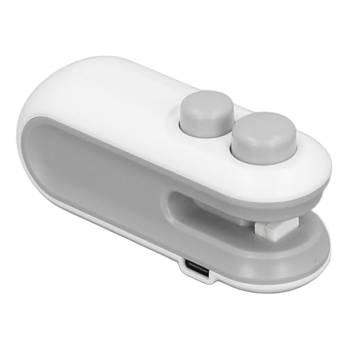 Asixxsix Mini-Beutelversiegelungsgerät, Tragbares Beutel-Heißsiegelgerät, Wiederaufladbare USB-Wiederverschließmaschine, Kleine Küchenhelfer für Plastiktüten, Snackbeutel (White) von Asixxsix