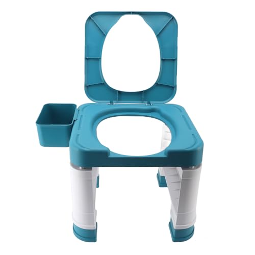 Asixxsix Tragbare Toilette, Rückendesign Kommode Haushalt Mobile Toilette mit abnehmbarem Toilettenpapierhalter, 330.7lb Lager, Anti-Rutsch-Leichtgewicht Kommode Eimer Toilette von Asixxsix