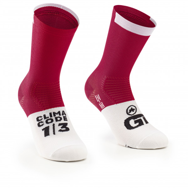 ASSOS - GT Socks C2 - Radsocken Gr 0 - 35-38;I - 39-42;II - 43-46 blau/weiß;grau;grau/weiß;oliv/weiß;rosa/weiß;schwarz;weiß;weiß/beige von Assos