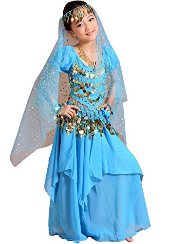 Astage Mädchen Kleid Bauchtanz Indianisch Halloween Karneval Kostüme L Himmelblau von Astage