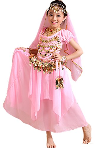 Astage Mädchen Kleid Bauchtanz Indianisch Halloween Karneval Kostüme L Pink von Astage