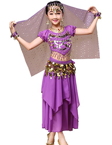 Astage Mädchen Kleid Bauchtanz Indianisch Halloween Karneval Kostüme L Violett von Astage