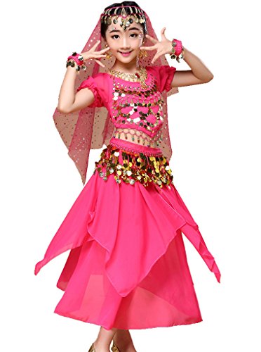Astage Mädchen Kleid Bauchtanz Indianisch Halloween Karneval Kostüme M Hotpink von Astage