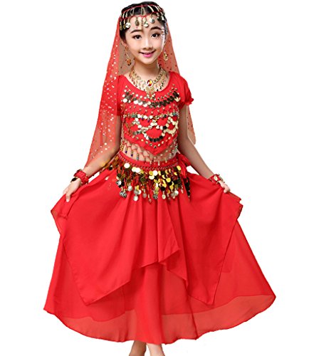 Astage Mädchen Kleid Bauchtanz Indianisch Halloween Karneval Kostüme M Rot von Astage