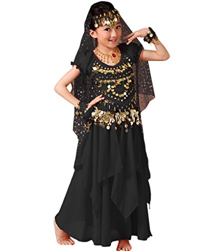 Astage Mädchen Kleid Bauchtanz Indianisch Halloween Karneval Kostüme Schwarz L von Astage