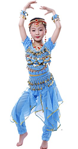 Mädchen Halloween Bauchtanz Kostüm Anzug Sky Blue L von Astage