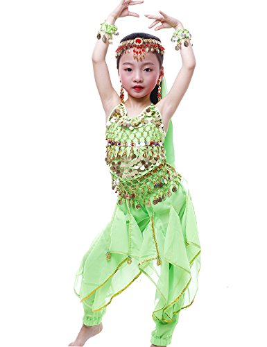 Mädchens Kleid Elegante Bauchtanz Halloween Karneval Kostüme Grün L von Astage