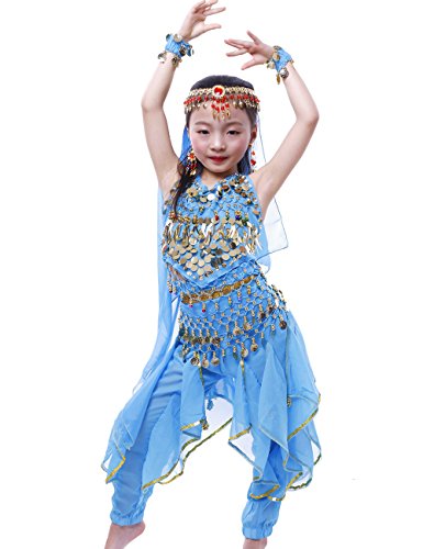 Mädchens Kleid Elegante Bauchtanz Halloween Karneval Kostüme Sky Blue L von Astage