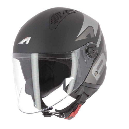 Astone Helmets - MINIJET Graphic LINK - Casque Jet - Casque Jet Urbain - Casque Moto et Scooter compact - Coque en Polycarbonate - matt Black L von ASTONE HELMETS