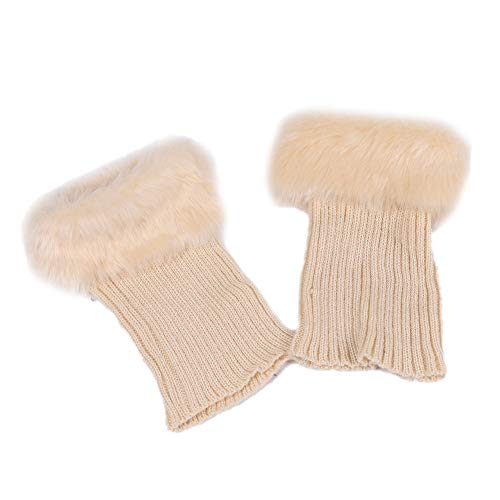 Asudaro Beinstulpen Faux Pelz Bein Wärmer Socken Stiefelstulpe Manschetten Winter Frauen Knit Stiefelsocken Topper Cuff Kniestrümpfe von Asudaro