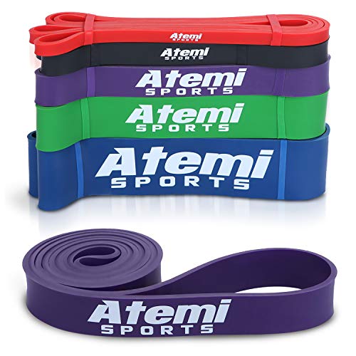Widerstandsband | Fitnessbänder für Krafttraining und Fitness | Trainings Bänder/Klimmzug Band für Männer und Frauen (#3 Violett (15-40kg)) von Atemi Sports