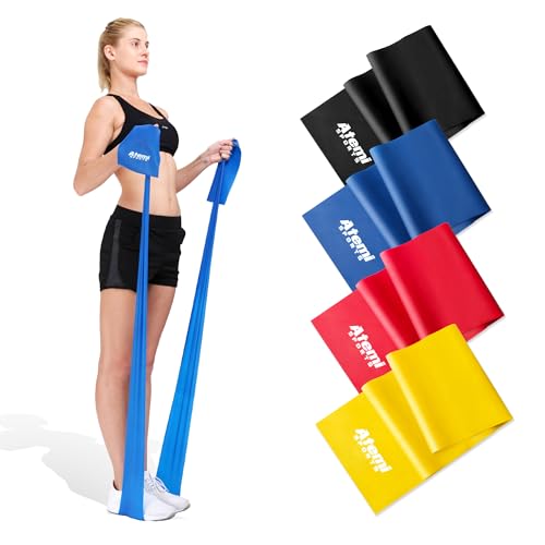 Fitnessbänder [Einzeln oder Set] | 1,2m/2m Widerstandsband für Physiotherapie & Fitness | Lange Übungsbänder für Frauen & Männer | Gymnastikband (4er-Set, 1,2m) von Atemi Sports