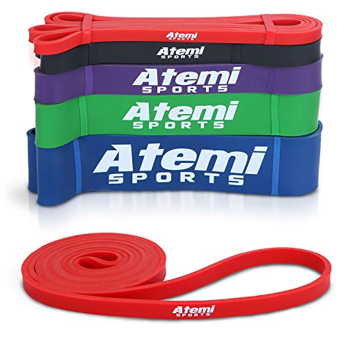 Widerstandsband | Fitnessbänder für Krafttraining und Fitness | Trainings Bänder/Klimmzug Band für Männer und Frauen (#1 Rot (7-15kg)) von Atemi Sports