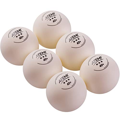 Atemi 3-Sterne-Kunststoff-Tischtennisbälle | 6-Pack, Pro 40+ Vorschrift | Für den Innen- und Außenbereich | Regulierungsstandard | Verbesserter Rückprall, Rundheit, Härte von Atemi