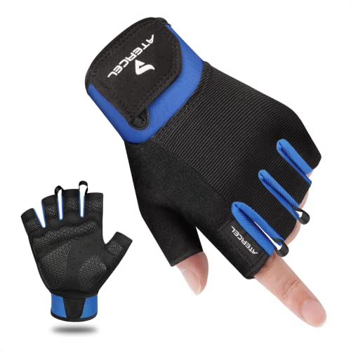 ATERCEL Fitness Handschuhe, Trainingshandschuhe für Crossfit, Bodybuilding, Radsport, Gym, Krafttraining, Sporthandschuhe für Damen und Herren(Blau, M) von ATERCEL