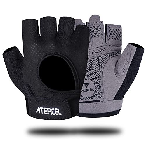 ATERCEL Fitness Handschuhe für Radfahren, Training, Fitness, Atmungsaktive Fahrradhandschuhe Herren und Damen Grau L von ATERCEL