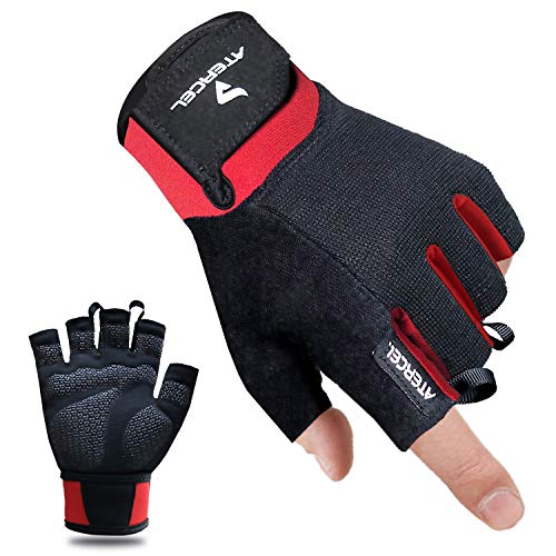 ATERCEL Fitness Handschuhe, Trainingshandschuhe für Crossfit, Bodybuilding, Radsport, Gym, Krafttraining, Sporthandschuhe für Damen und Herren(Rot, L) von ATERCEL