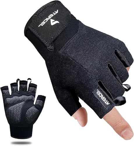 ATERCEL Fitness Handschuhe, Trainingshandschuhe für Crossfit, Bodybuilding, Radsport, Gym, Krafttraining, Sporthandschuhe für Damen und Herren(Schwarz, M) von ATERCEL