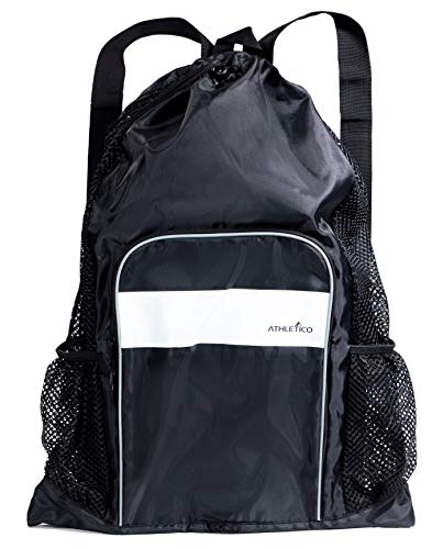 Athletico Mesh Swim Bag - Netz-Pool-Tasche mit Wet & Dry Compartments zum Schwimmen, Strand, Camping und vieles mehr (Schwarz) von Athletico