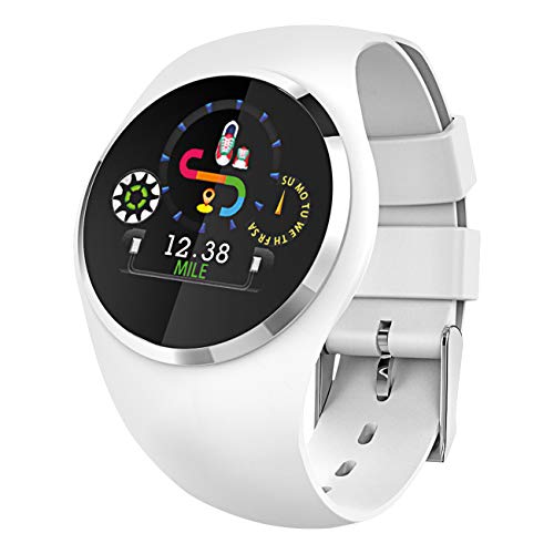 Fitness Tracker mit Herzfrequenz Blutdruck Schlaf Schritte Farbdisplay mit Animation Smartwatch Armband Uhr - 9703-0 Weiß von Atlanta