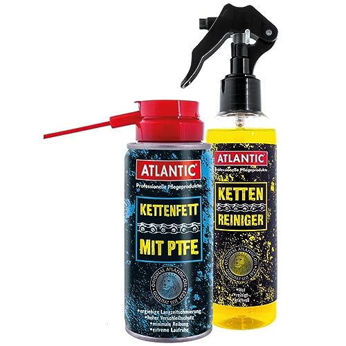 Atlantic Ketten-Pflegeset (8800K) bestehend aus 1x 250 ml Kettenreiniger (5199) + 1x 150 ml Kettenfett mit PTFE (3592) von ATLANTIC