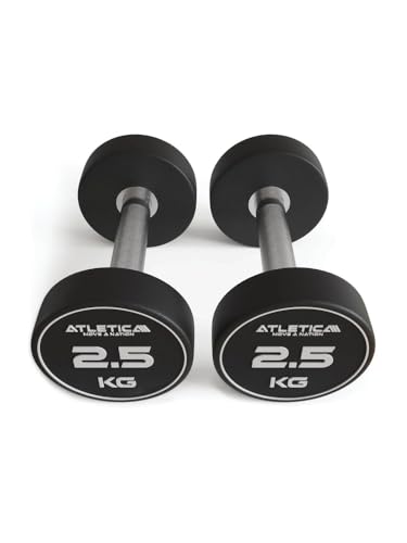 Atletica Polyurethan Rundhanteln Paar | 2,5 kg - 40 kg | Premium Design und Qualität | Extrem robust | Geruchsfrei | Gerader Griff mit Hartchrom | Paarweise von 2,5 bis 40 kg Größe 2 x 15 kg von Atletica