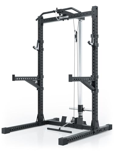 Atletica R7 Rider | Plate Load Version | Squat Rack mit integriertem Latzug. Modular ausbaubar mit Deadlift Station. In Zwei Höhen verfügbar. Optional mit 125kg Steckgewichten Größe 223 cm von Atletica