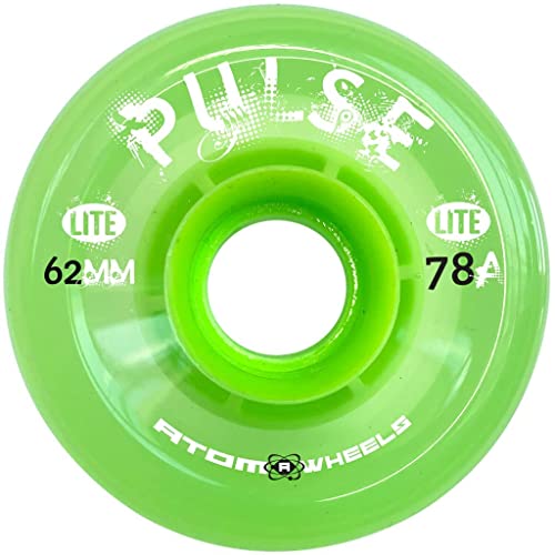 Atom Skates Outdoor Quad Roller Wheels 78A - Pulse Lite - 62x33 Lime - 1 Pack - 4 Rollen von Atom Skates