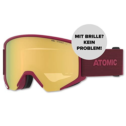 ATOMIC SAVOR BIG STEREO Skibrille - Dunkelrot - Brille für klare Sicht & Blendschutz - Hochwertig verspiegelte Sportbrille - Over The Glasses-kompatibel für Brillenträger von ATOMIC