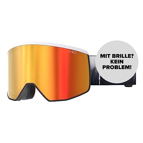 ATOMIC FOUR PRO HD Skibrille - Black / White / Tree - Skibrillen mit kontrastreichen Farben - Hochwertig verspiegelte Snowboardbrille - Brille mit Live Fit Rahmen - Skibrille für Brillenträger von ATOMIC