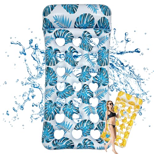 Atsmoce®2024 Neue Aufblasbare Wasserhängematte, Luftmatratze Pool, Pool Hängematte, Zusammenklappbar Aufblasbares Schwimmbett mit manueller Luftpumpe für Strandparty, Sommerkarneval (Blue) von Atsmoce