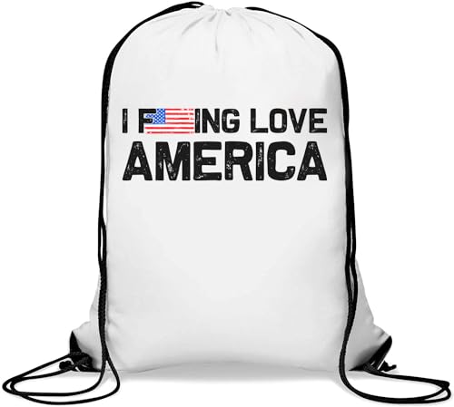 Atspauda I Love America Turnbeutel Casual Drawstring Bag Weiß, weiß, Einheitsgröße von Atspauda